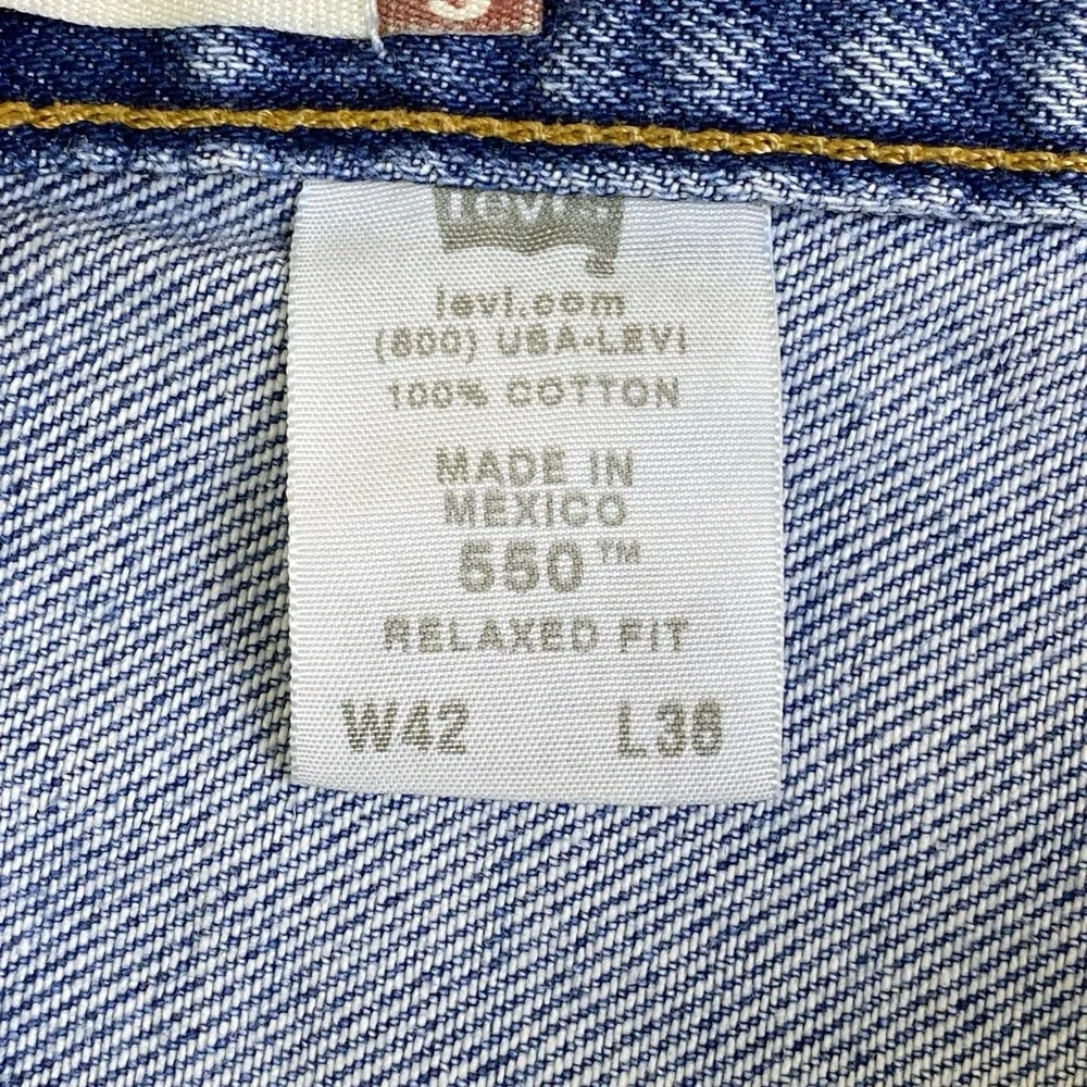 Levis 550 Jeans Men 42x36 Blue Relaxed Fit Tapered 100% Cotton Distressed y2k